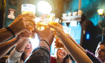 People drinking together at a pub